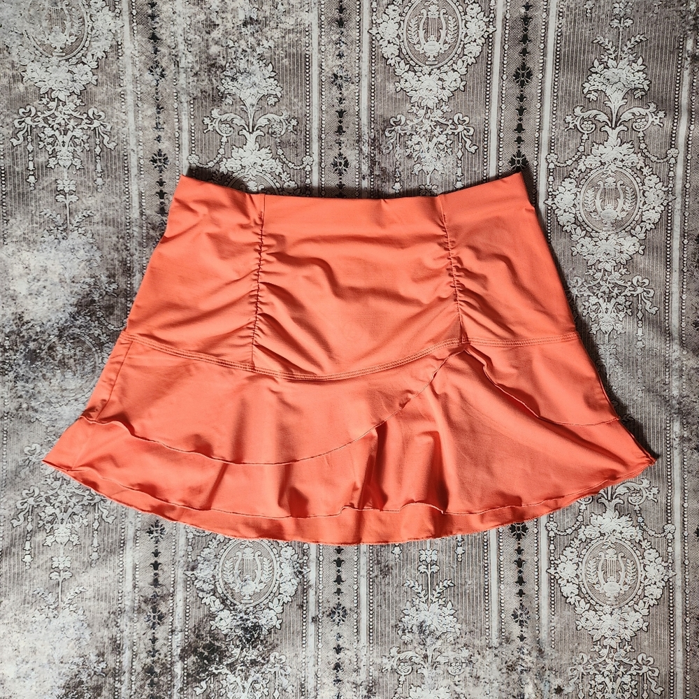 Coral Ruffled Tiered Swimsuit Cover Skirt - Picture 2 of 7